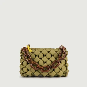 BORSA IN PELLE INTRECCIATA PISTACCHIO  "CURLY"