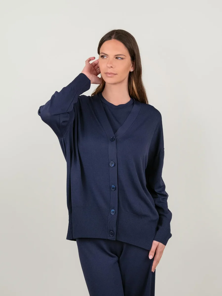 CARDIGAN IN MAGLIA BLU