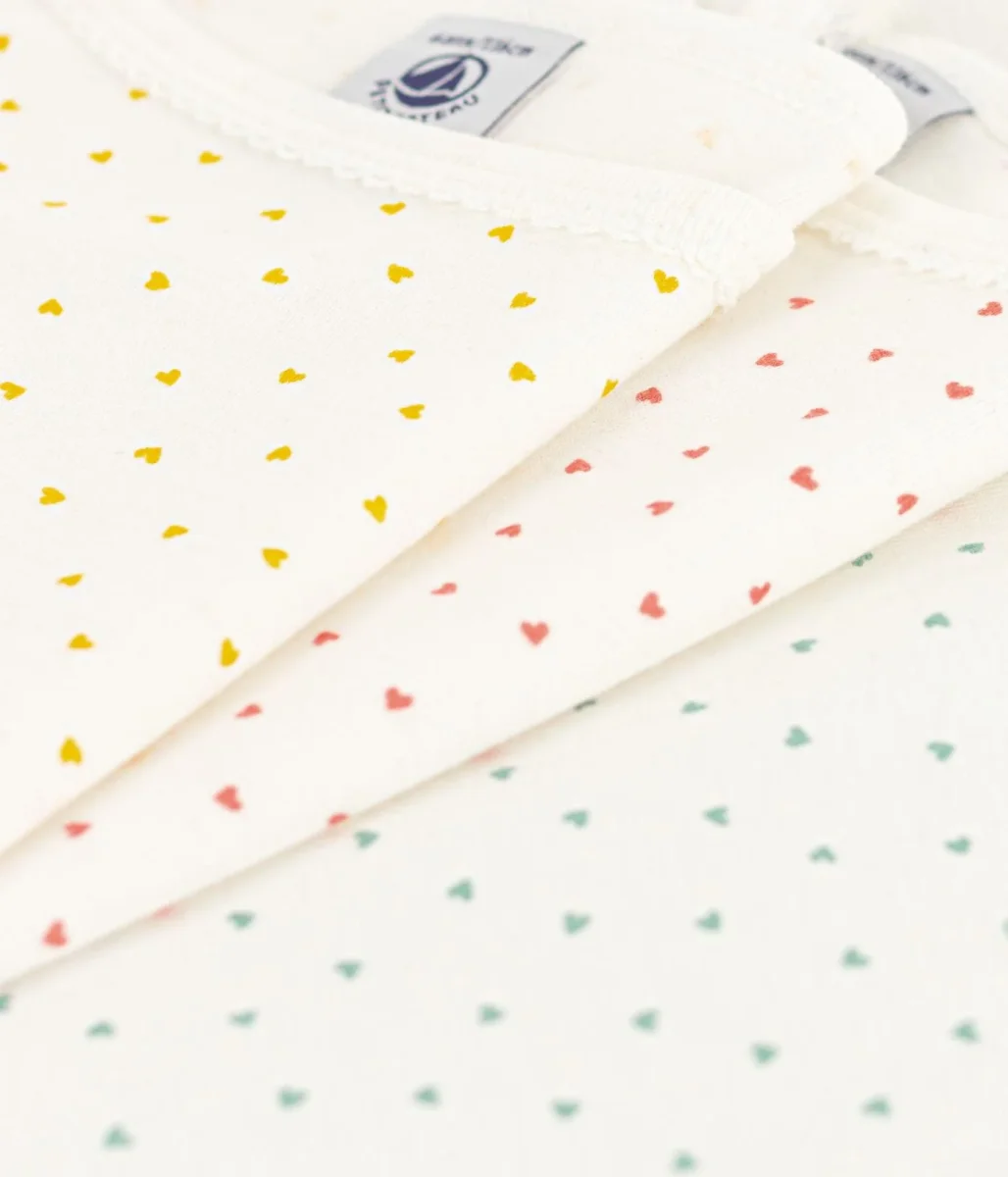 CONFEZIONE DA 3 CANOTTIERE BAMBINA CON SPALLINE IN COTONE A CUORICINI - immagine 3