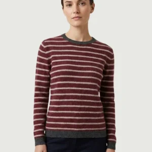 MAGLIA VINO A RIGHE BEIGE