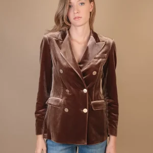 BLAZER DOPPIOPETTO IN VELLUTO MARRONE