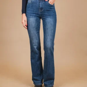 JEANS A ZAMPA ELASTICIZZATO DENIM SCURO