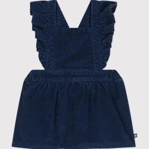 Abito smanicato in velluto blu