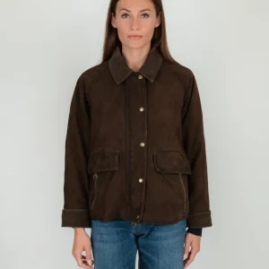 GIACCA GLAMIS IN PELLE SCAMOSCIATA MARRONE