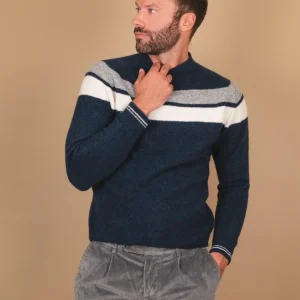 GIROCOLLO BLU NOTTE IN MISTO LANA MERINO