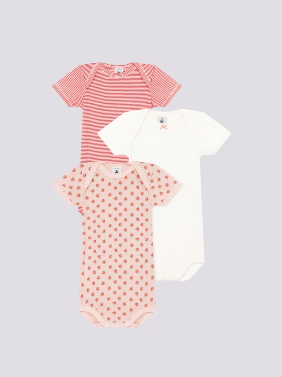 CONFEZIONE DA 3 BODY IN COTONE CON FANTASIA A FIORI