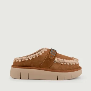 Bounce Clog Mou cognac con logo in metallo