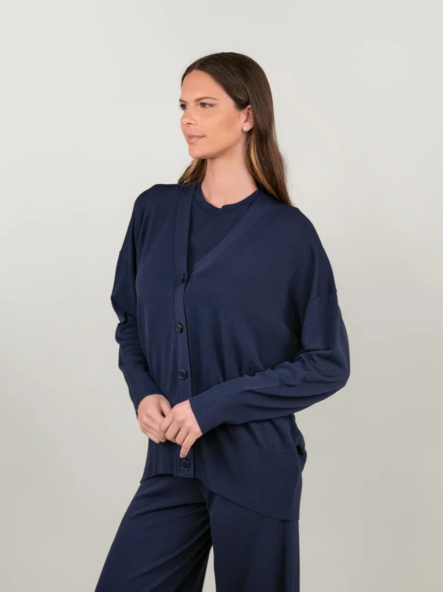 CARDIGAN IN MAGLIA BLU - immagine 3