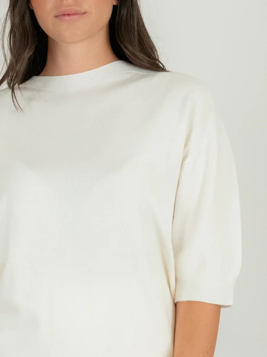 MAGLIA CON MANICHE A 3/4 PANNA - immagine 3