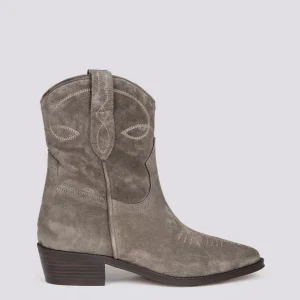 STIVALETTO TEXANO IN CAMOSCIO GRIGIO