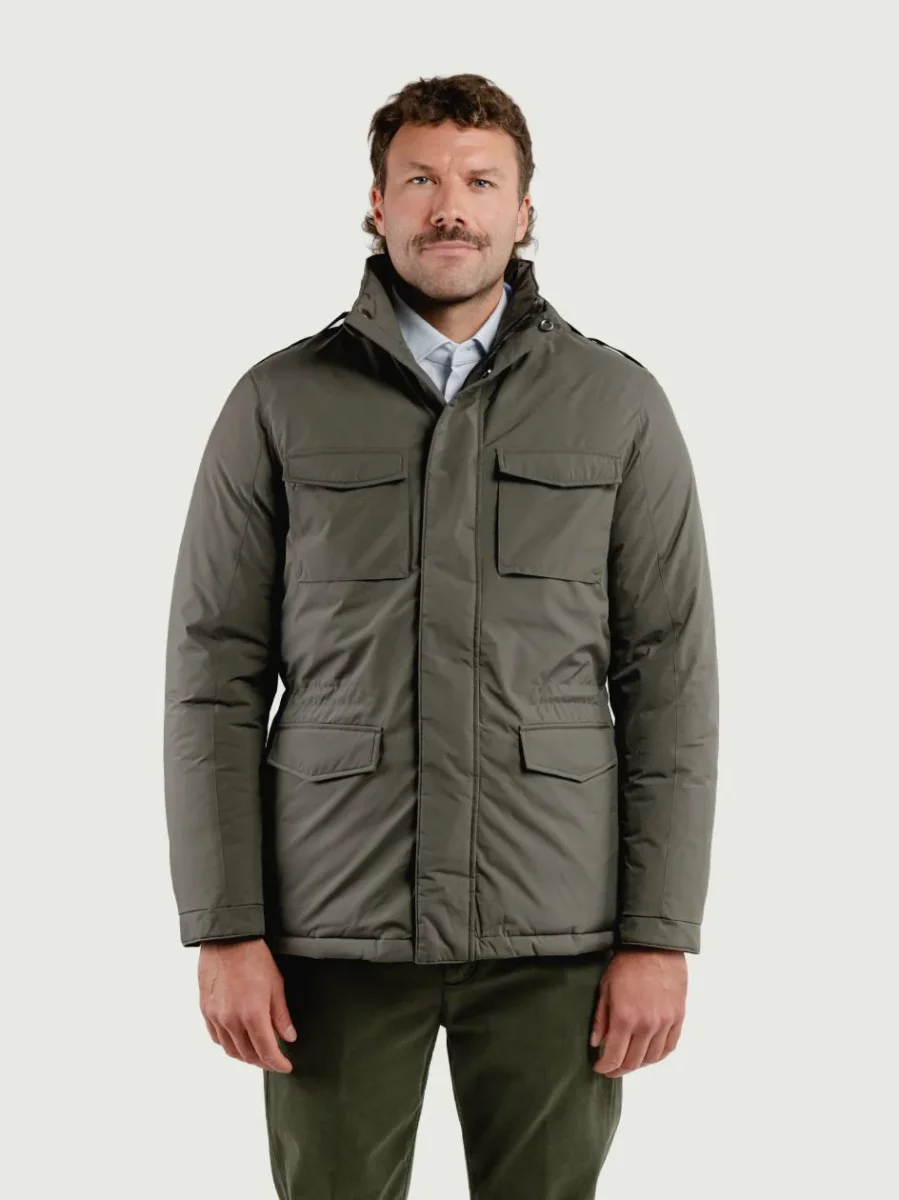 FIELD JACKET IN NYLON VERDE MILITARE