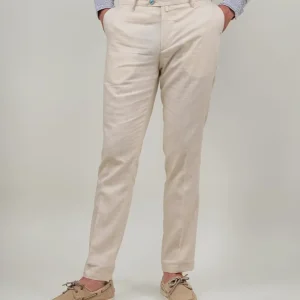 PANTALONE IN MISTO LINO BEIGE