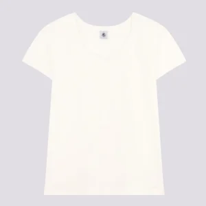 T-SHIRT LE DROIT GIROCOLLO IN LINO DONNA BIANCA