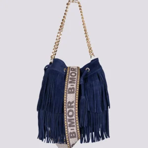 BORSA A SPALLA CON FRANGE BLU Wild