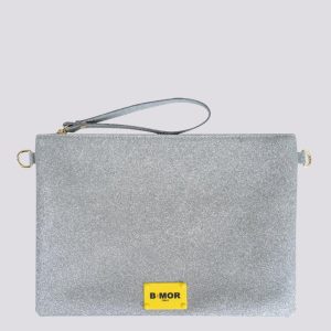 POCHETTE EASY GLITTER ARGENTO