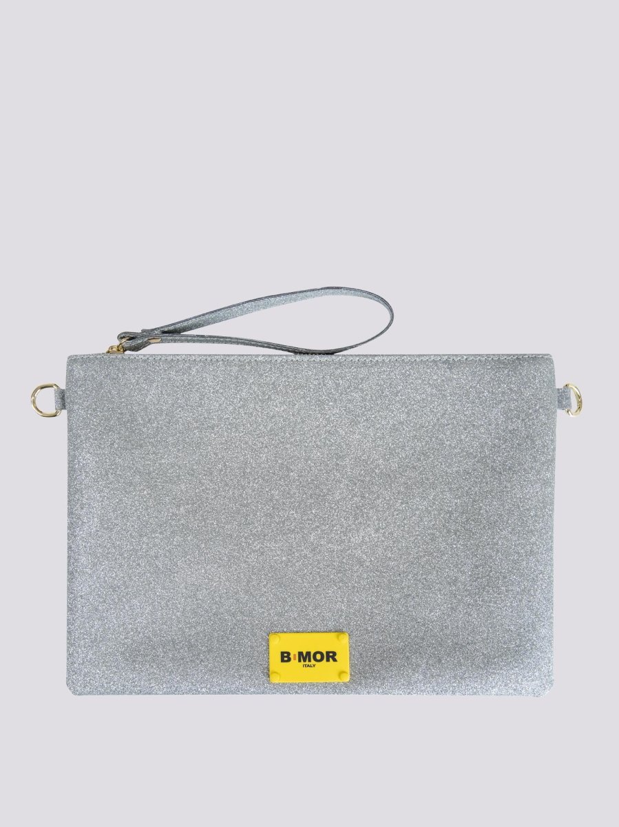 POCHETTE EASY GLITTER ARGENTO