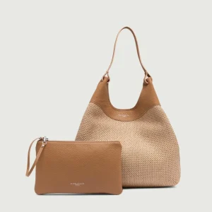 Borsa a spalla DUA in pelle intrecciata Nature