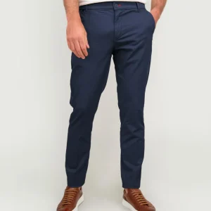 PANTALONE MISTO LINO E COTONE BLU