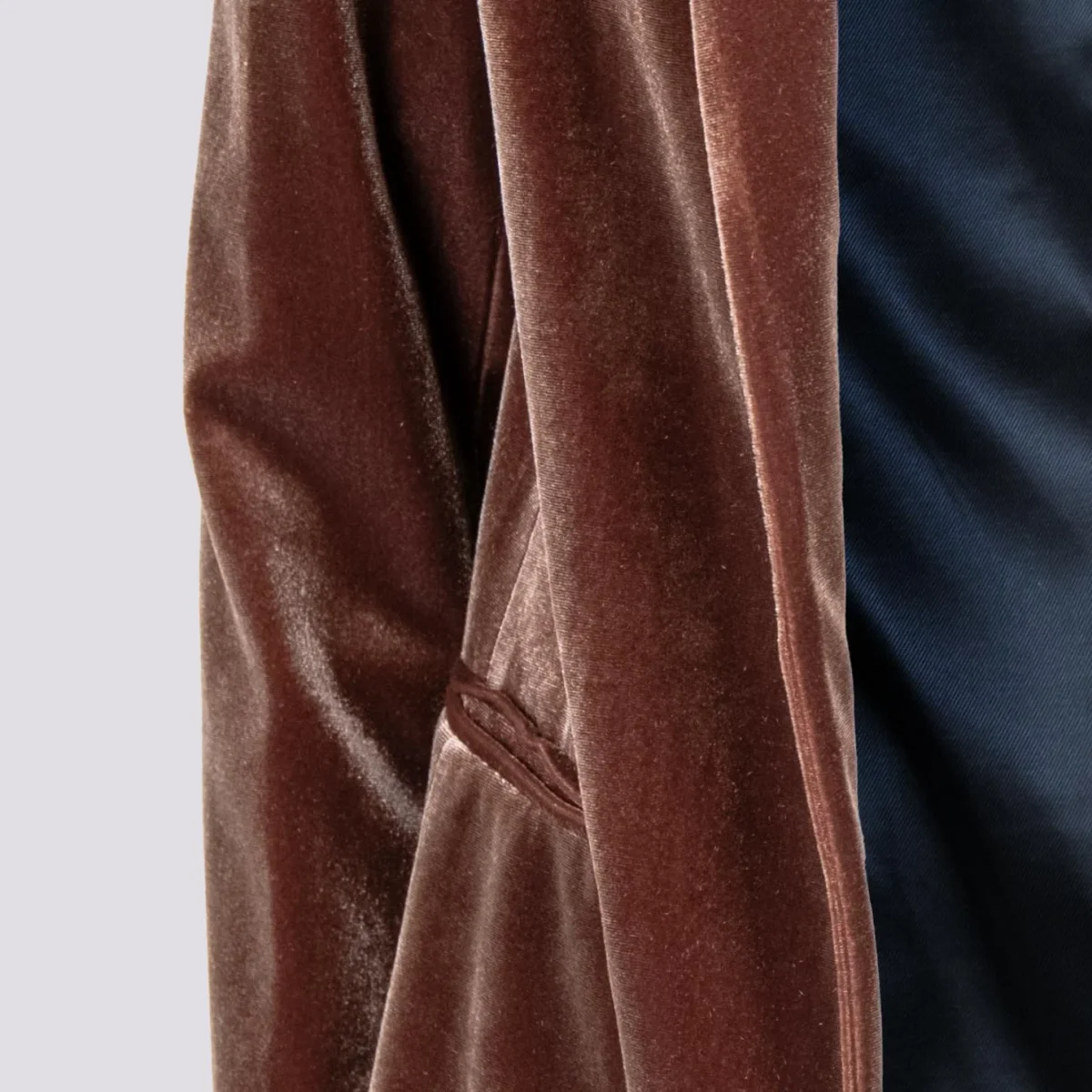 BLAZER APERTO IN VELLUTO MARRONE - immagine 5