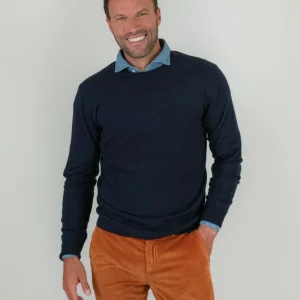 MAGLIA GIROCOLLO IN LANA MERINO BLU