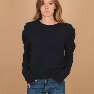 MAGLIA GIROCOLLO CON MANICHE A PALLONCINO BLU