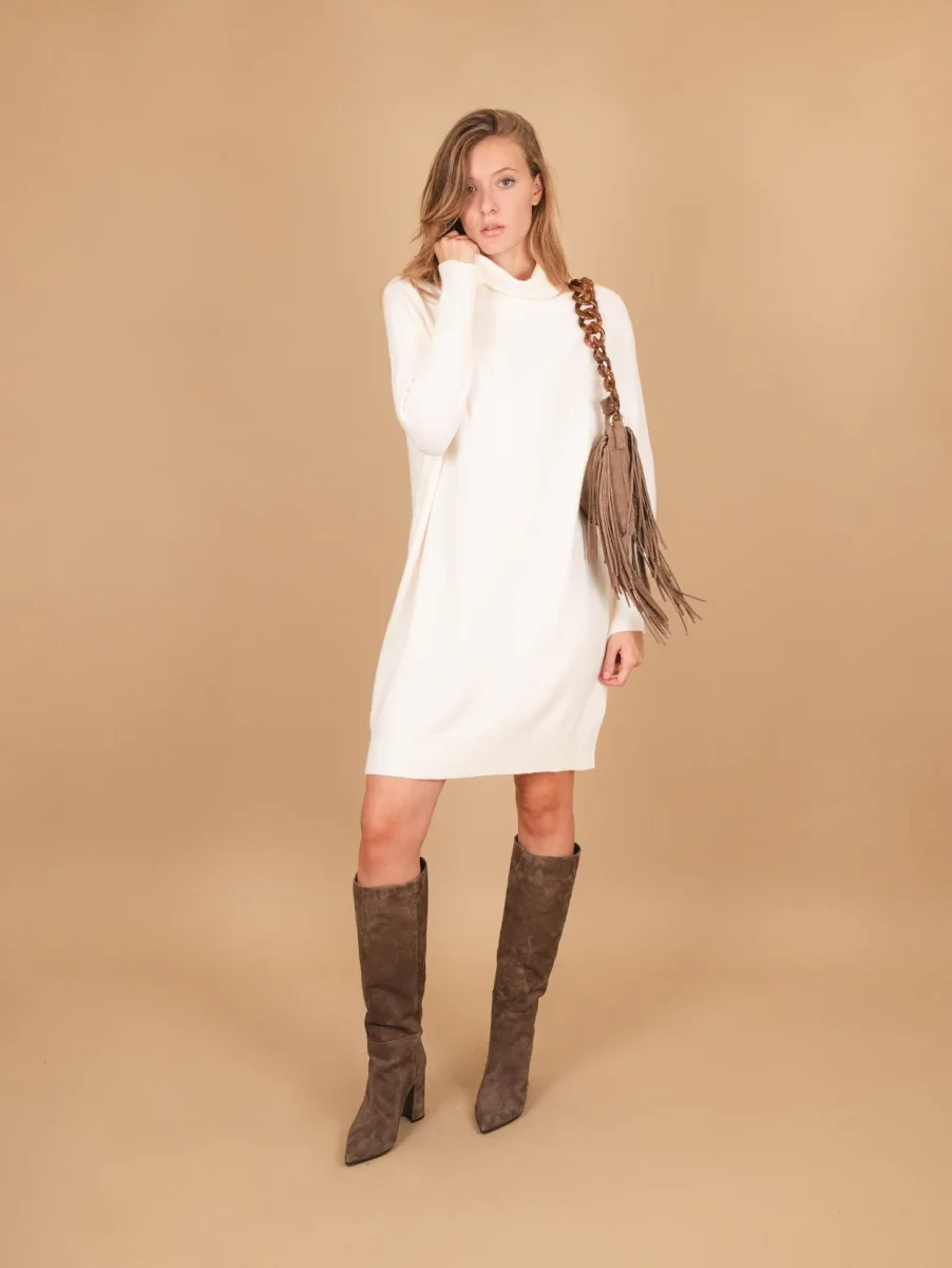 MAGLIA ABITO CON COLLO ALTO PANNA - immagine 7