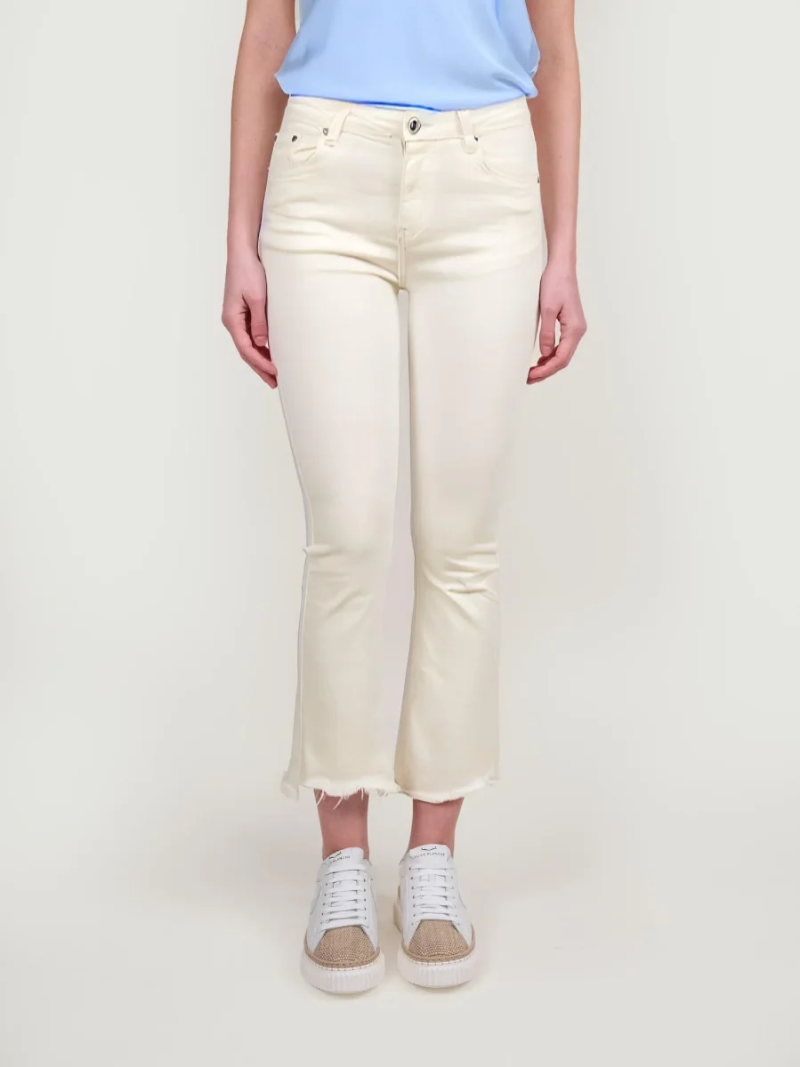 PANTALONE 5 TASCHE SFRANGIATO Bianco