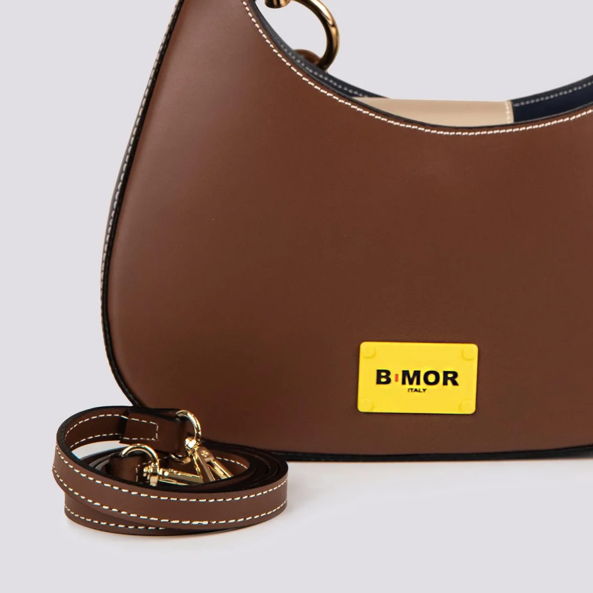 BORSA "MINI CURVY" BICOLORE MARRONE E BLU - immagine 5