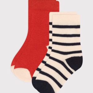 2 paia di calzini bebè in cotone a righe