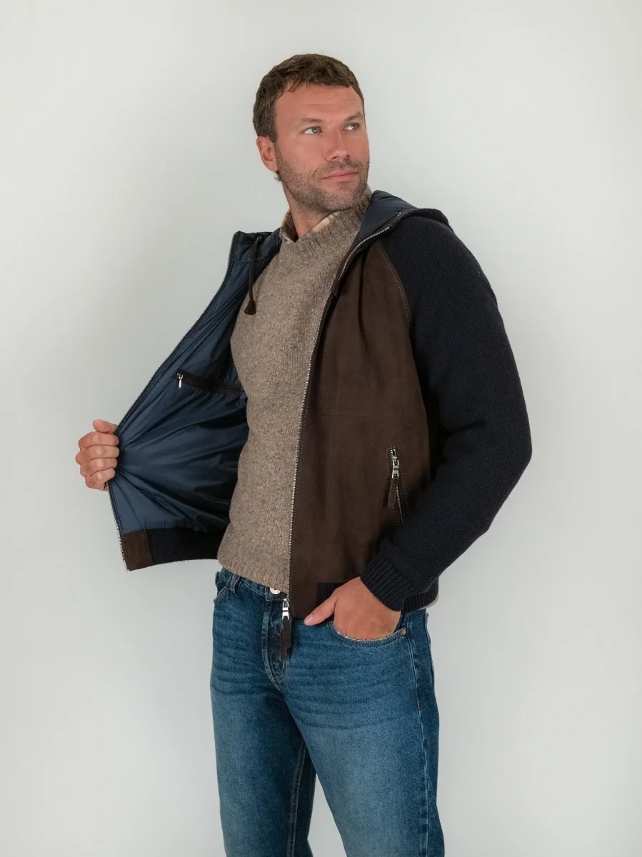 GIACCA DORIS KNIT IN CAMOSCIO MARRONE - immagine 3