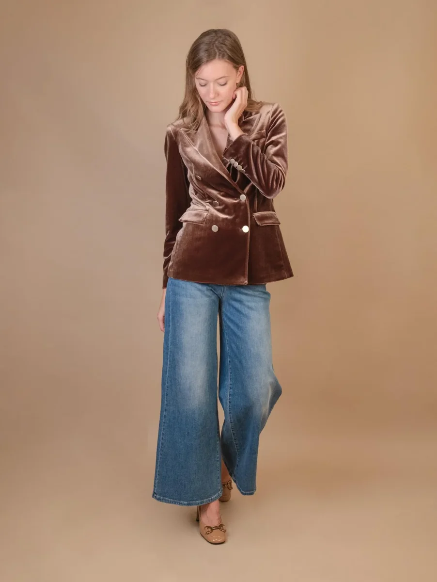 BLAZER DOPPIOPETTO IN VELLUTO MARRONE - immagine 8