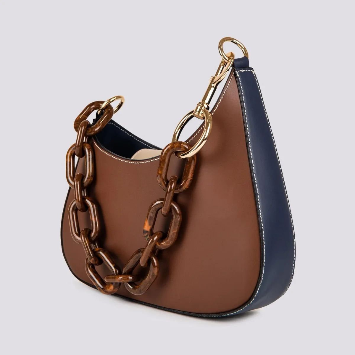 BORSA "MINI CURVY" BICOLORE MARRONE E BLU - immagine 4