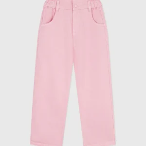 Pantaloni palazzo in cotone rosa