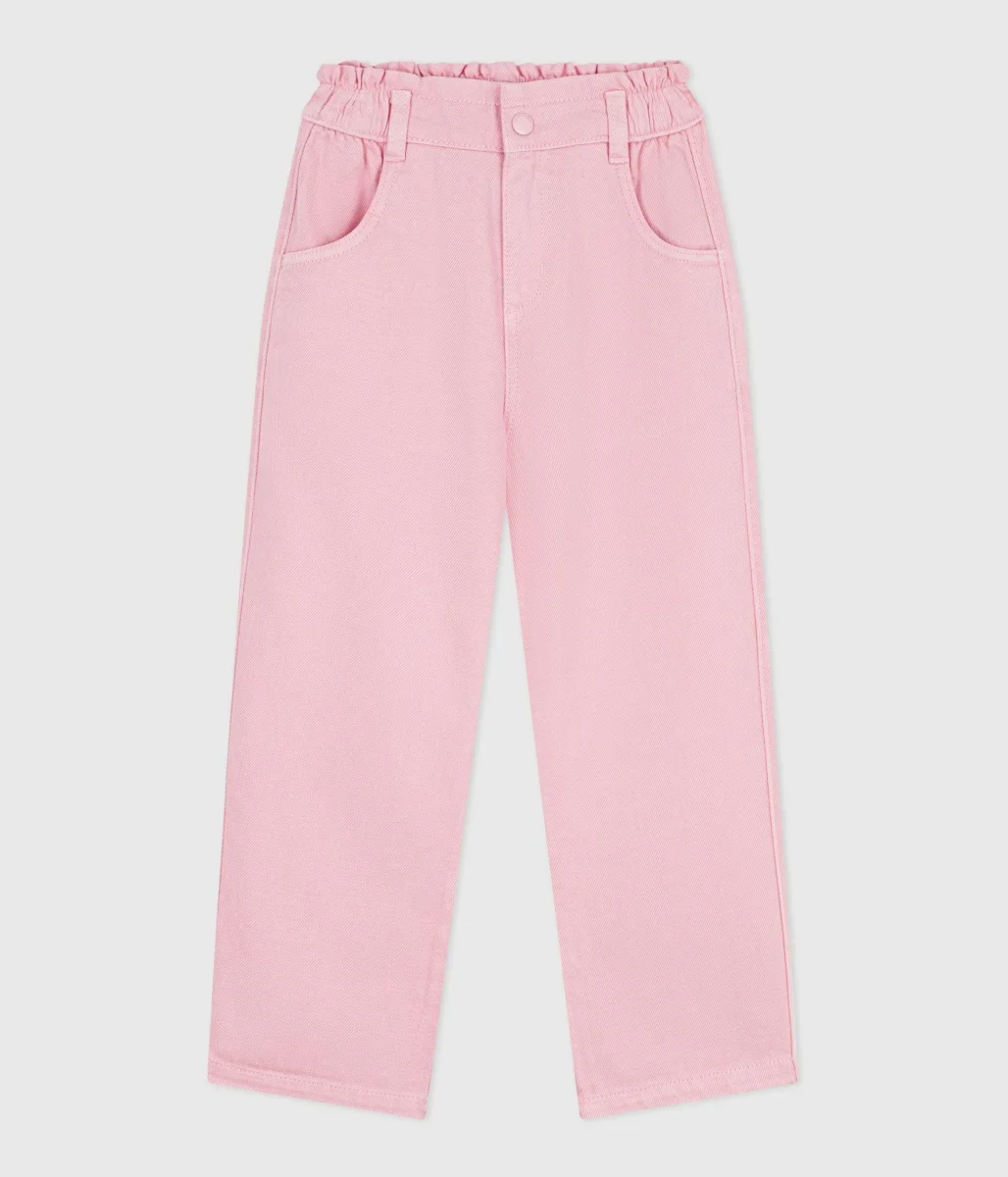 Pantaloni palazzo in cotone rosa