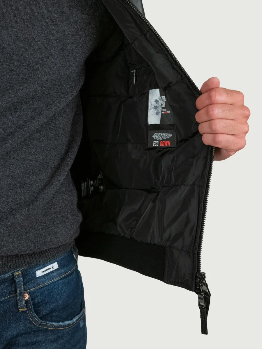 GIUBBOTTO IMBOTTITO IN PELLE NERA DEREK SEAMLESS - immagine 5