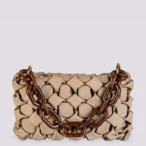 BORSA "CURLY " IN PELLE INTRECCIATA COLOR CAPPUCCINO