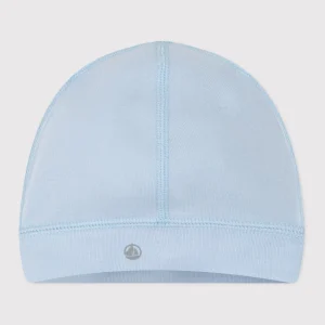 Cuffietta in cotone azzurro tinta unita