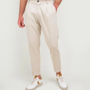 PANTALONE MISTO COTONE BEIGE CON PENCES