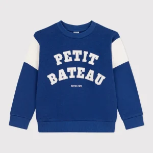 Felpa con logo frontale in cotone blu