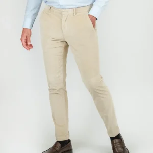 PANTALONE IN VELLUTO A COSTE BEIGE