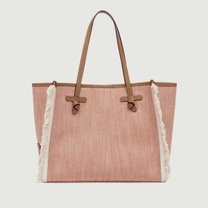 BORSA SHOPPING MARCELLA IN TESSUTO ROSA CON FRANGE