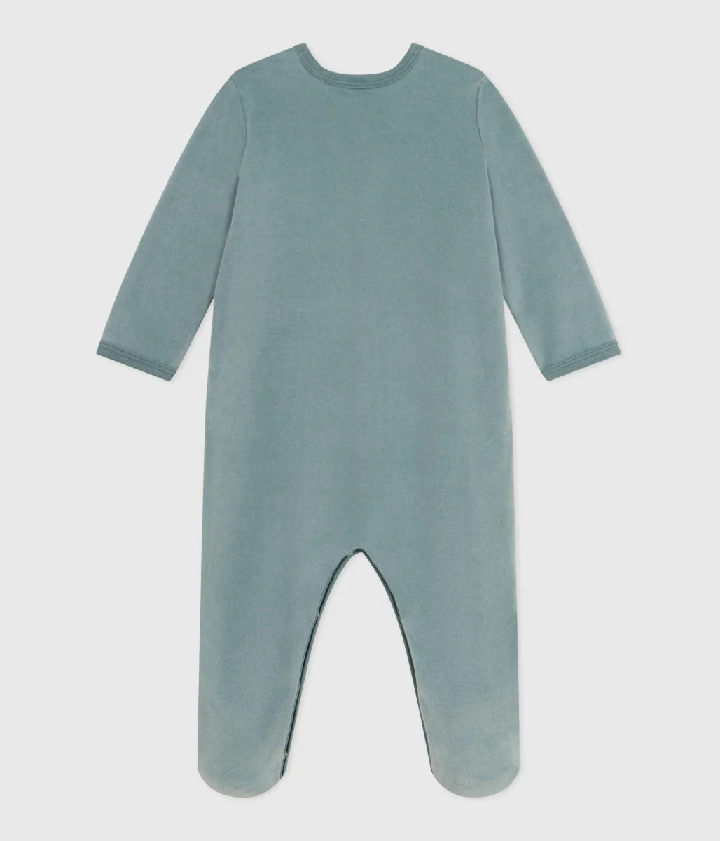 Pigiama in ciniglia tinta unita neonato - immagine 3