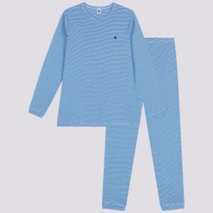 PIGIAMA AZZURRO IN COTONE RIGATO JUNIOR