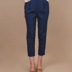 PANTALONE CON PINCES IN TESSUTO TECNICO BLU