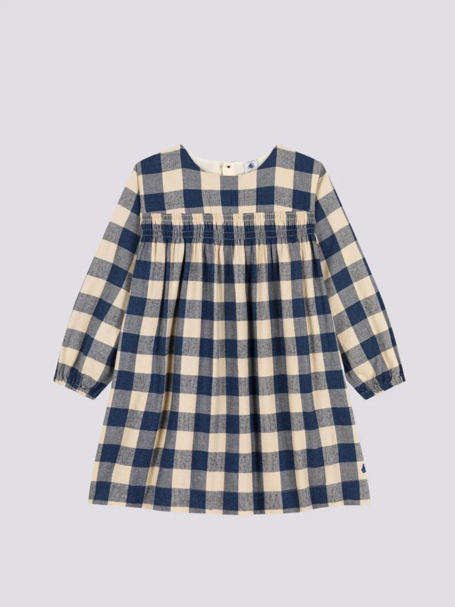 ABITO A MANICHE LUNGHE IN FLANELLA DI COTONE A QUADRI BAMBINA