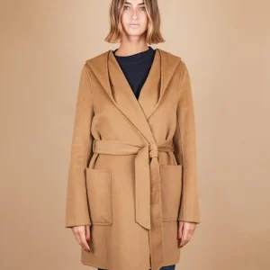 CAPPOTTINO CON CAPPUCCIO IN MISTO LANA CAMMELLO