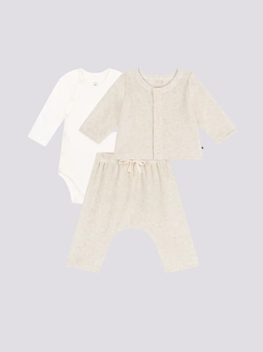 COMPLETO IN VELLUTO E BODY PER BEBÈ