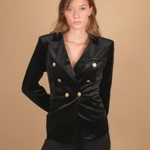 Blazer doppiopetto in velluto nero