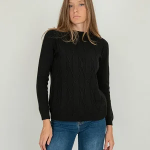 MAGLIA CON INTRECCIO NERA