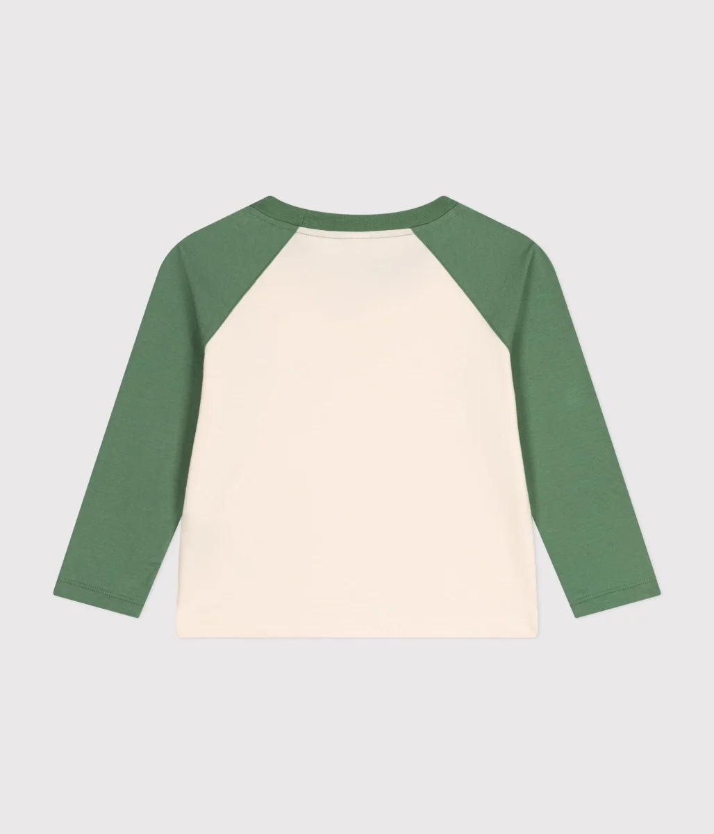 T-shirt bianca e verde a maniche lunghe in jersey sottile bambino - immagine 3